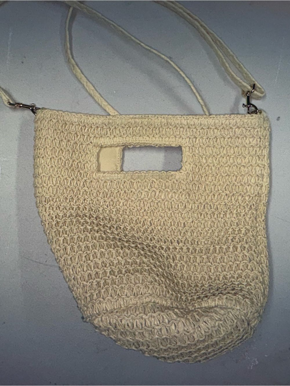 Handwoven Cream Shoulder Bag - Lightweight Summer Crochet Tote - Picture 2 of 3